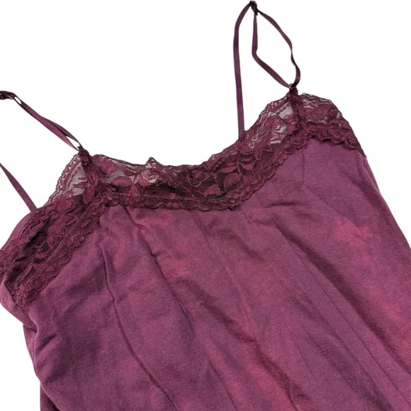 Zenana Outfitters Plum Lace Trim Camisole – Stretch Cotton – Women’s Size M - Picture 2 of 11